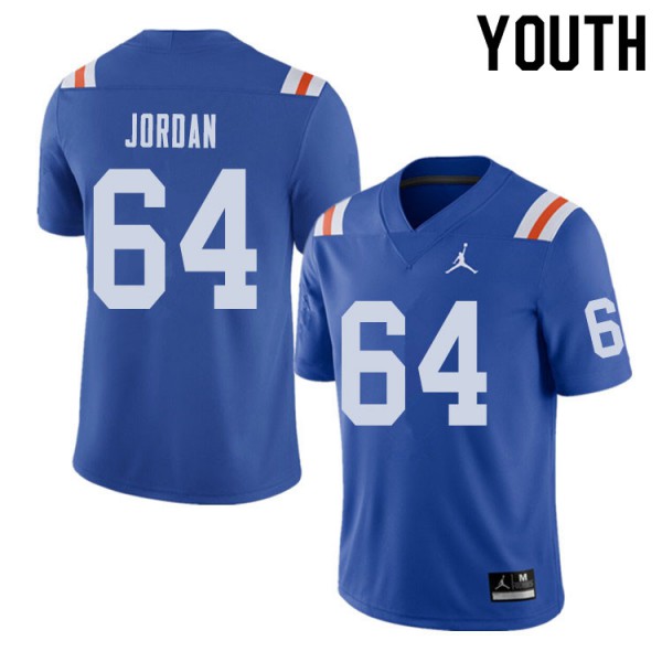Jordan Brand Youth #64 Tyler Jordan Florida Gators Throwback Alternate College Football Jersey